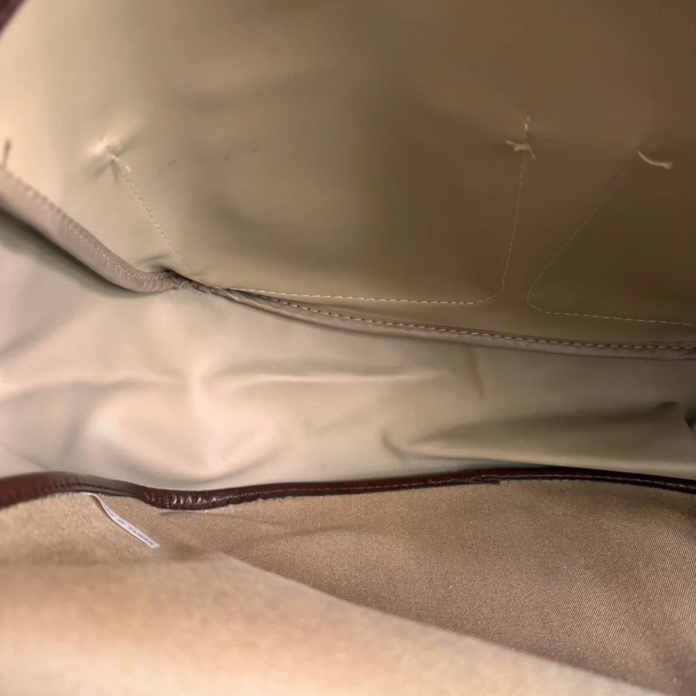 Vintage John Weitz Tan Canvas Messenger Bag Satchel Work Office Academia Preppy‎
